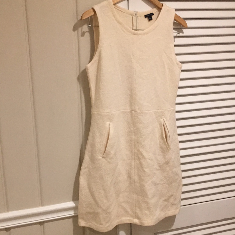 NWOT ivory wool sheath sleeveless midi dress